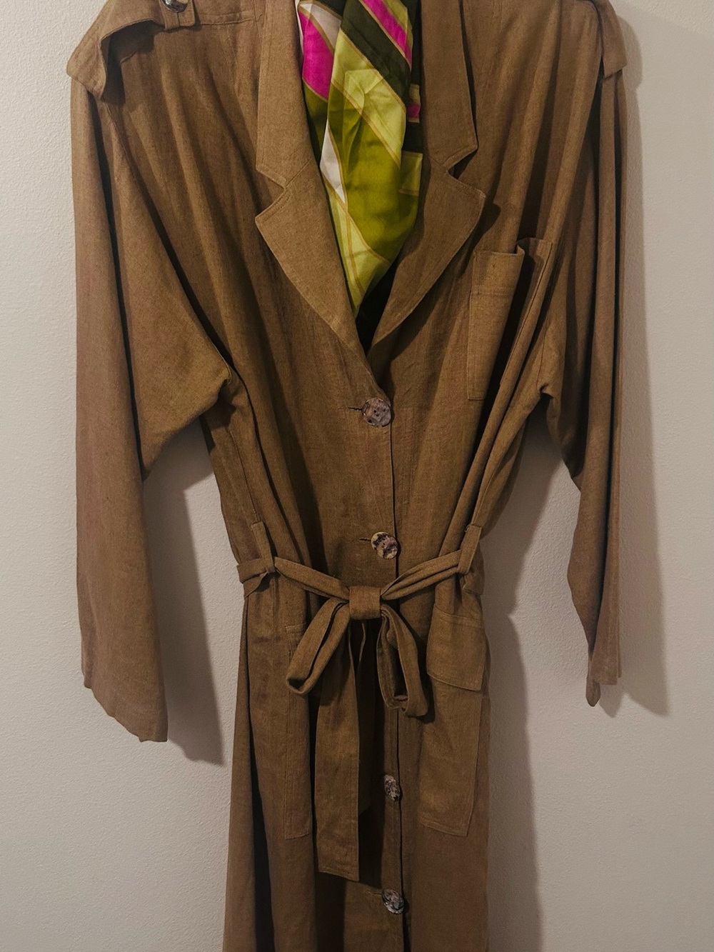 Carole Little Tan Linen Belted Duster/Coat